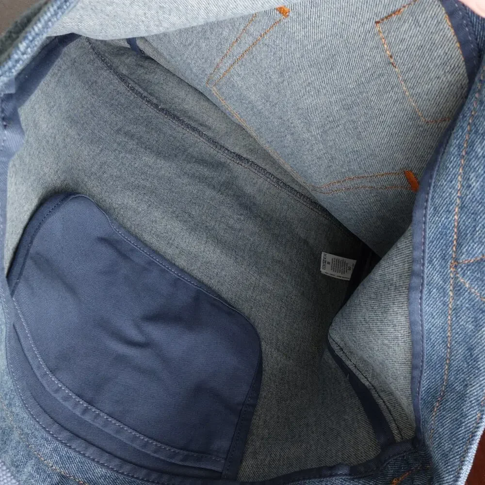 Levis Back Pocket Tote Bag Denim Medium Wash Blue Denim Casual Handbag NWT
